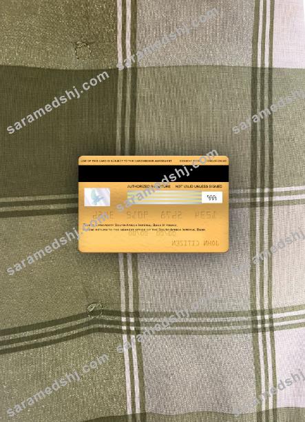 South Africa Imperial Bank visa electron card photolook back